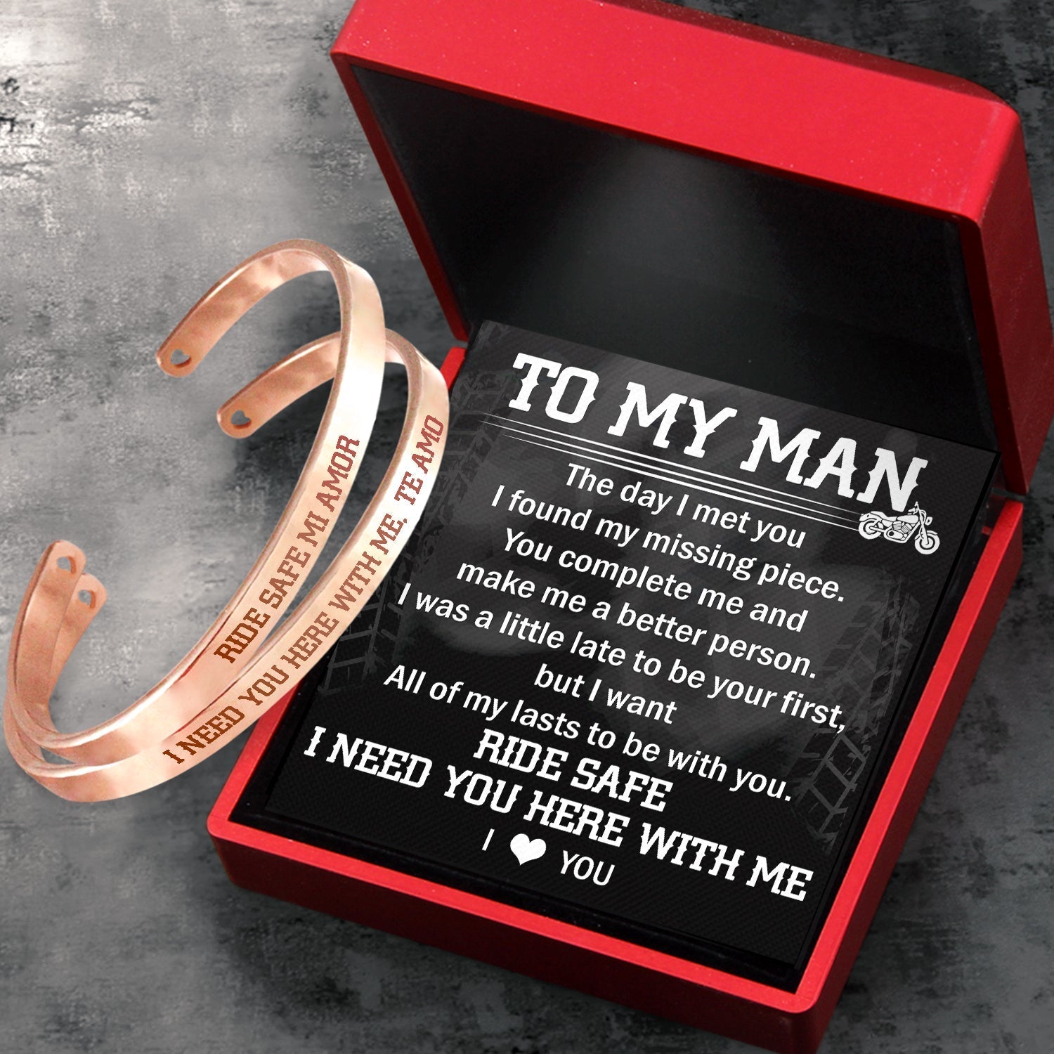 Mother's Day Gift Biker Bracelets - Biker - To My Man - I Need You Here With Me-Engravingift
