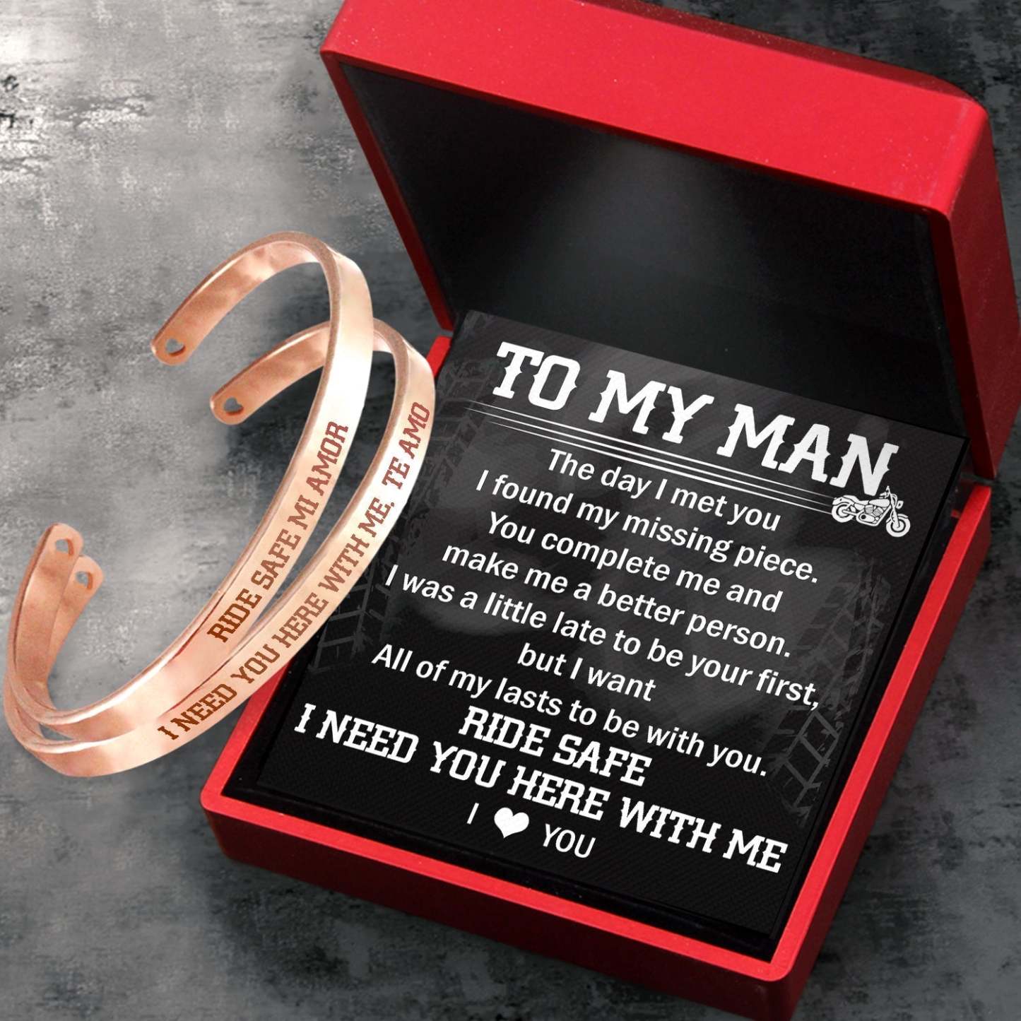 Mother's Day Gift Biker Bracelets - Biker - To My Man - I Need You Here With Me-Engravingift