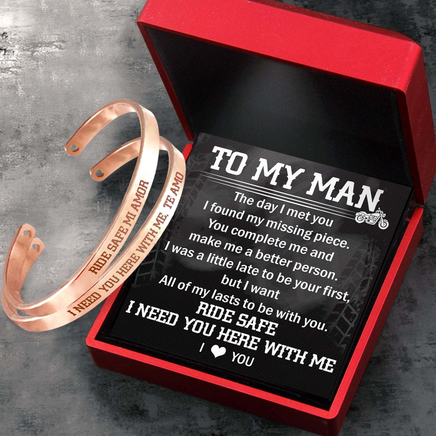 Mother's Day Gift Biker Bracelets - Biker - To My Man - I Need You Here With Me-Engravingift
