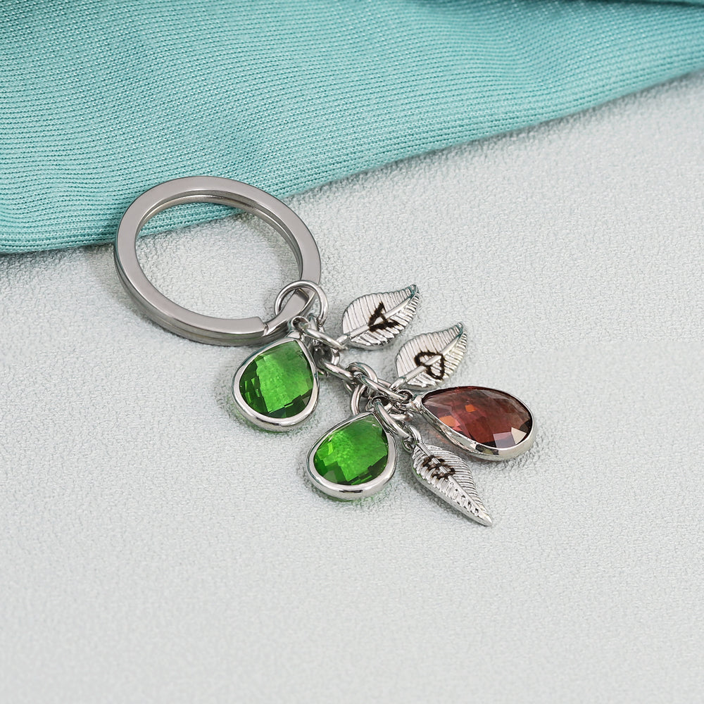 Mother's Day Gift Personalized custom leaf crystal keychain-Engravingift
