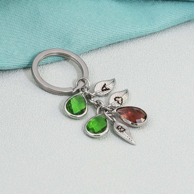 Mother's Day Gift Personalized custom leaf crystal keychain-Engravingift