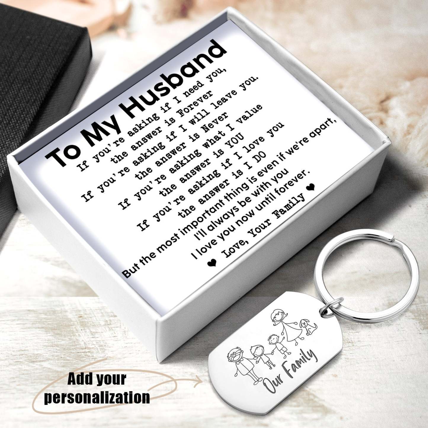 Christmas Gift Family Dog Keychain - I Love You Now Until Forever