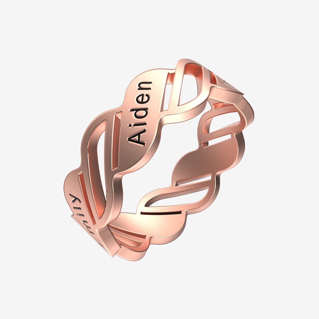 Christmas Gift Personalized Multiple Name Ring in Silver