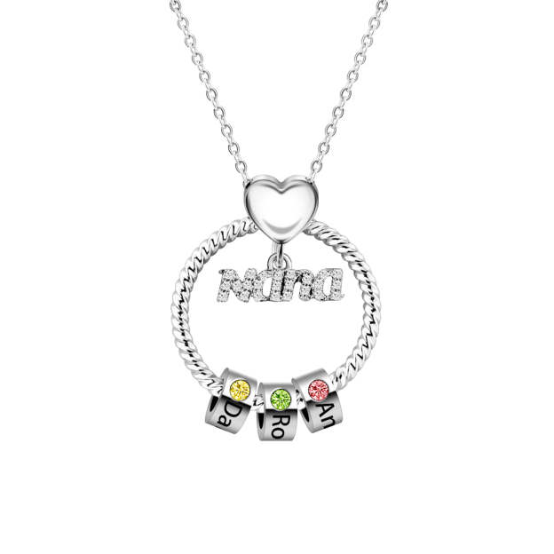 Personalized Circle Pendant with Custom Beads Birthstone Pendant Necklace