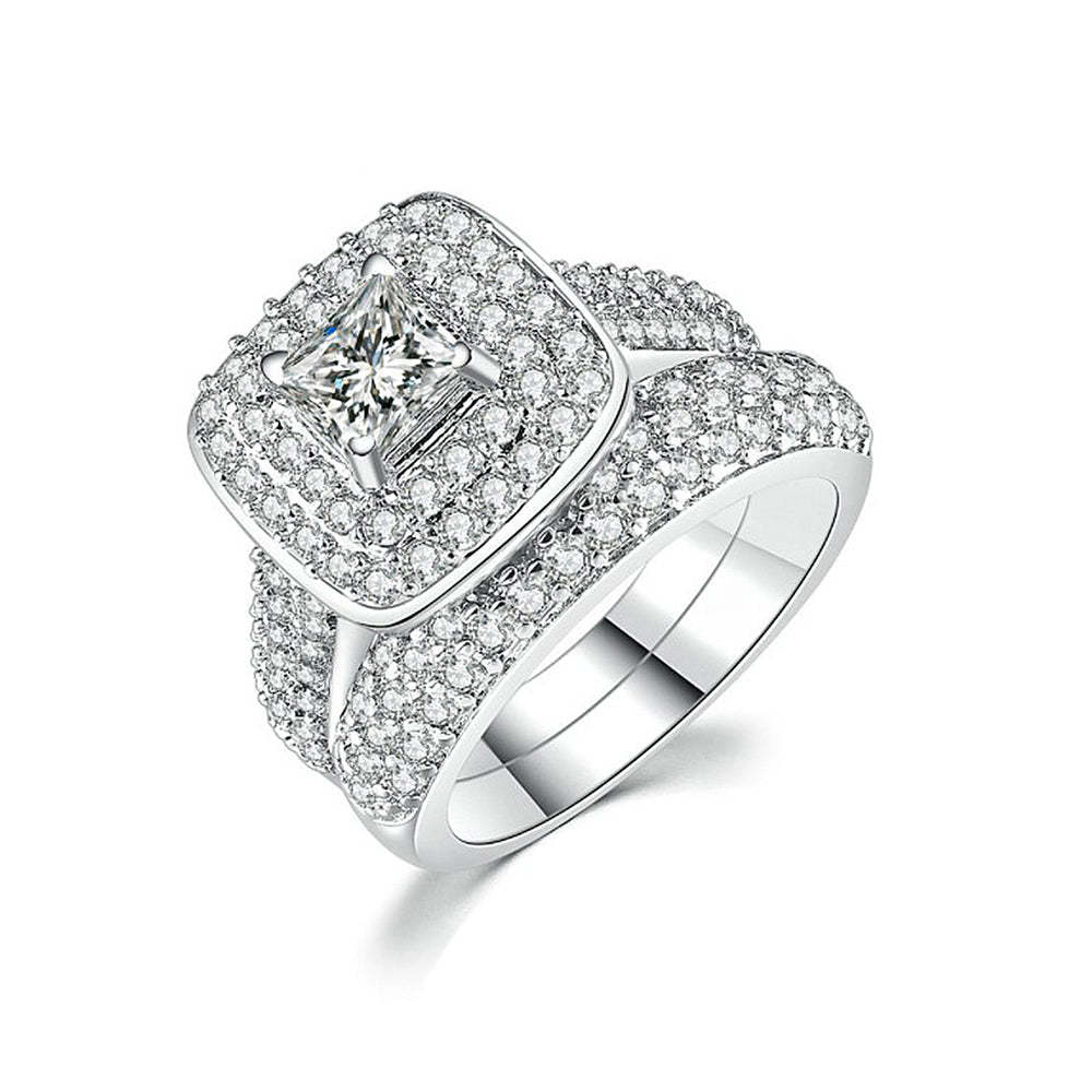 Mother's Day Gift Vintage Diamond Ring Double Ring Fashion Jewelry for Women-Engravingift