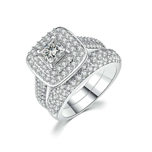 Mother's Day Gift Vintage Diamond Ring Double Ring Fashion Jewelry for Women-Engravingift