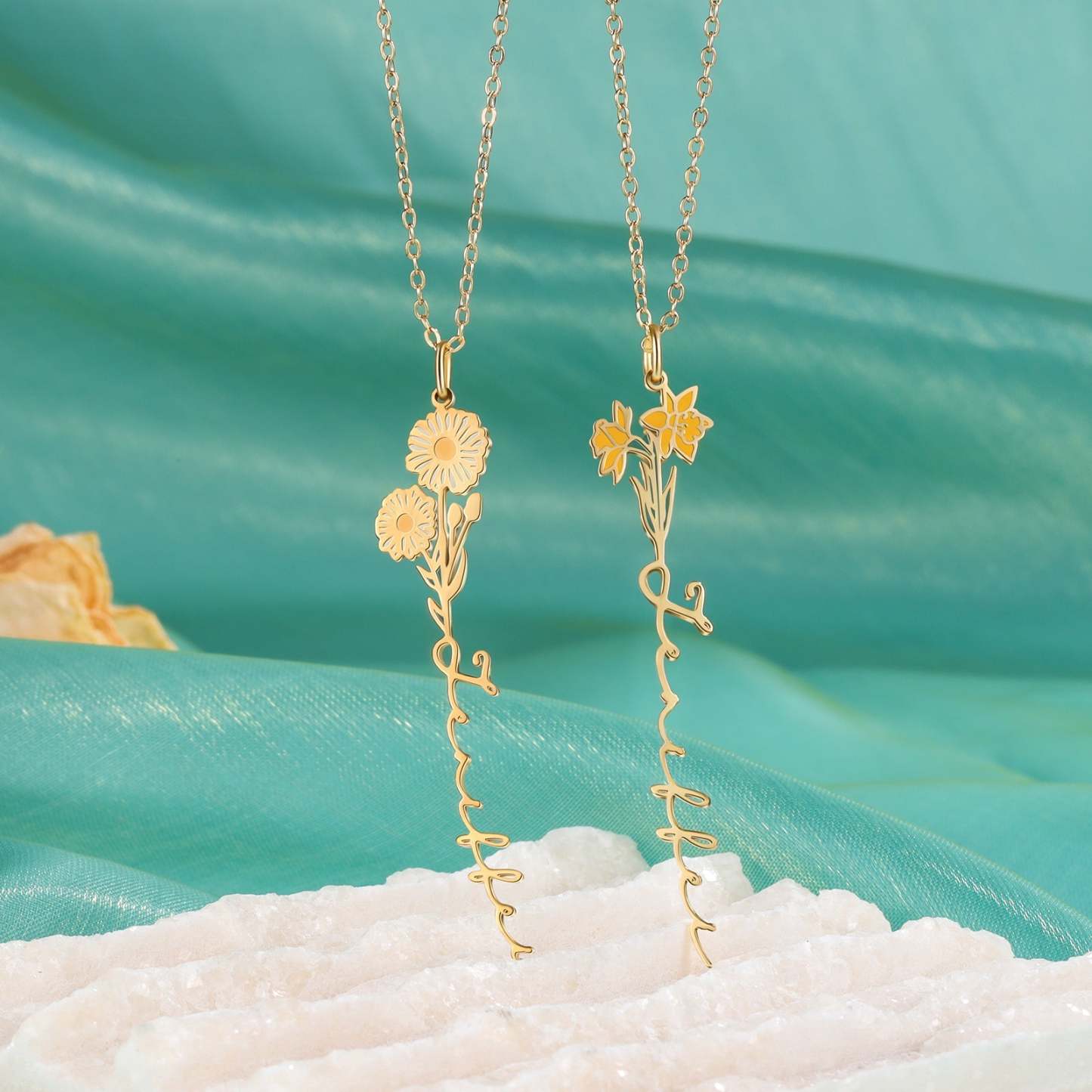 Mother's Day Gift Daffodil Name Necklace Custom March Birth Flower Necklace for Her-Engravingift