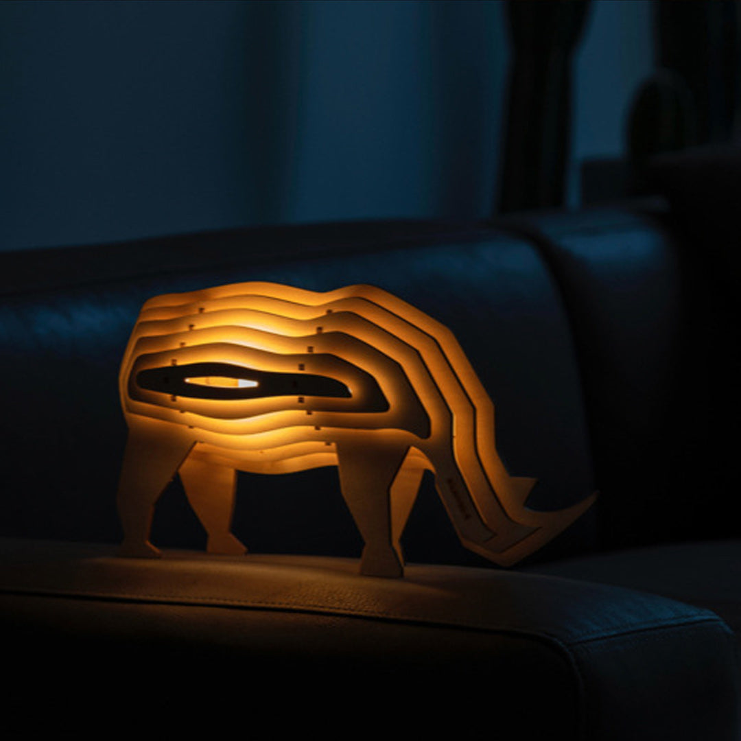 Christmas Gift 3D Wooden Animal Statue Decor Fantasy Lamp-Engravingift