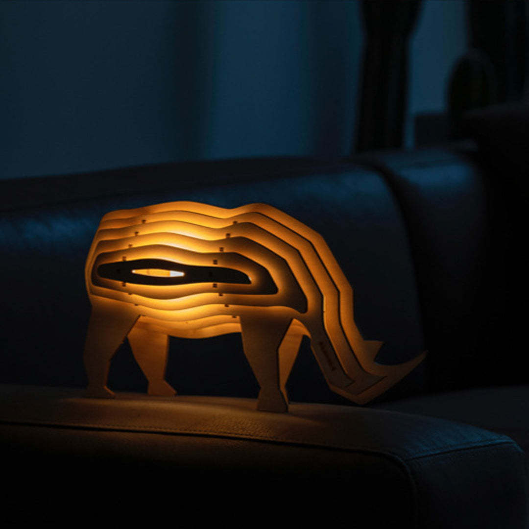 Christmas Gift 3D Wooden Animal Statue Decor Fantasy Lamp-Engravingift