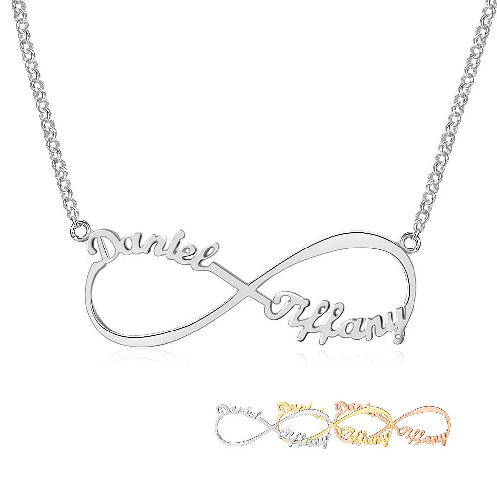 Personalized Infinity 2 Names Name Necklaces