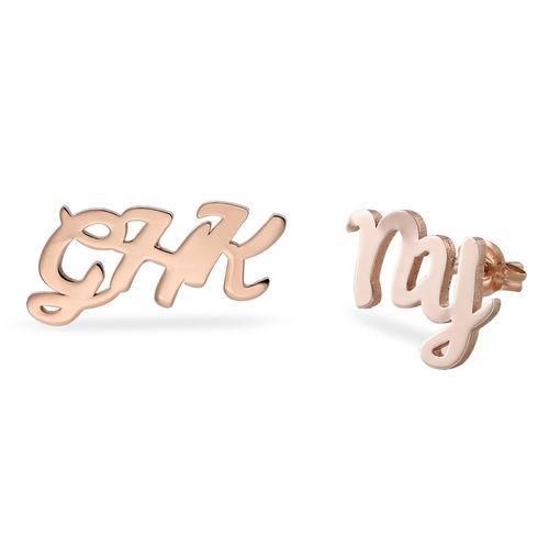 Mother's Day Gift Personalized Name Stud Earrings for Her Rose Gold-Engravingift