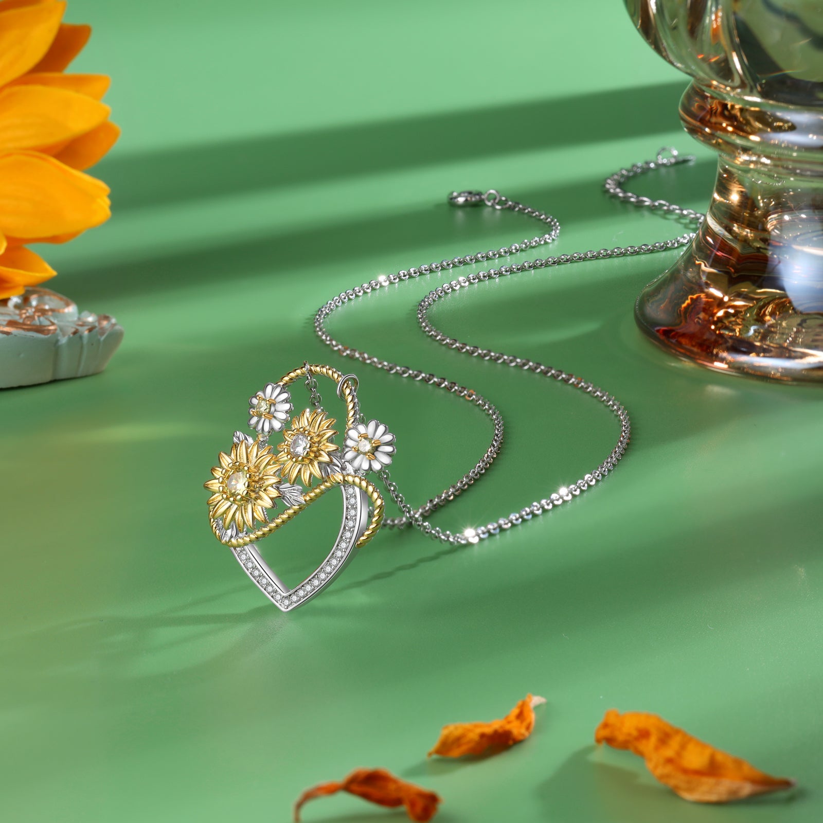 Mother's Day Gift For My Daughter - I am incomplete without you Heart Sunflower Necklace-Engravingift
