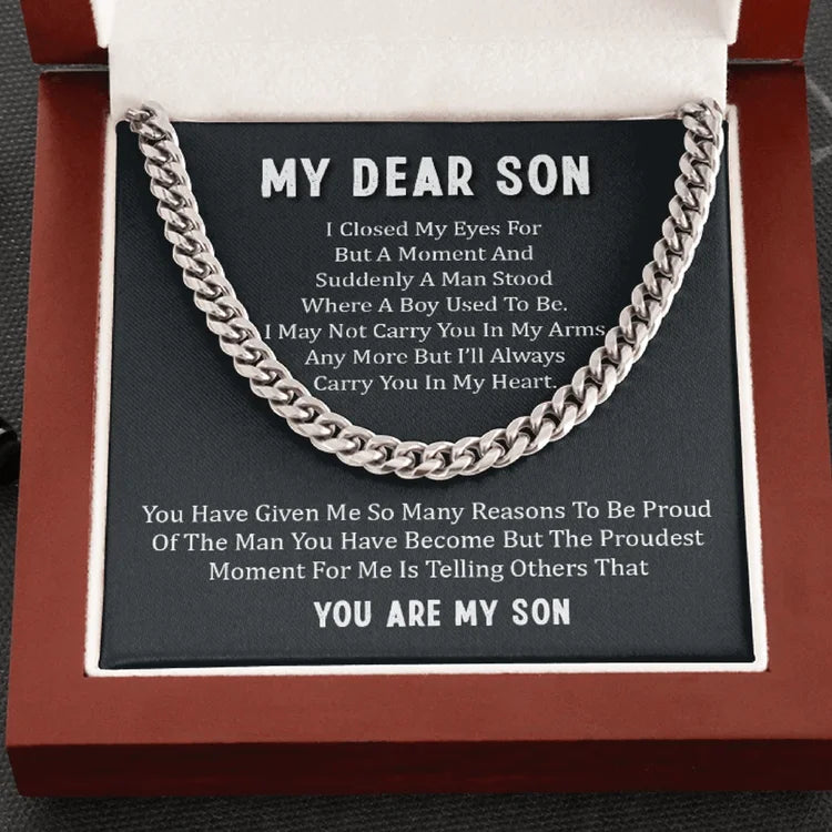Father's Day Gift To My Dear Son Cuban Chain Necklace Stainless Steel Necklace Warm Gifts