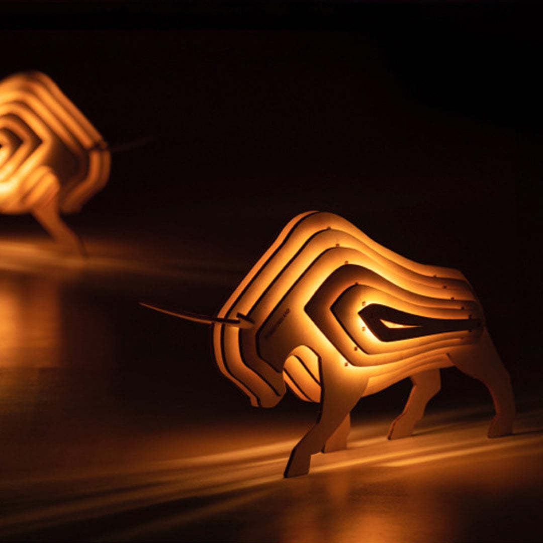 Christmas Gift 3D Wooden Animal Statue Decor Fantasy Lamp-Engravingift