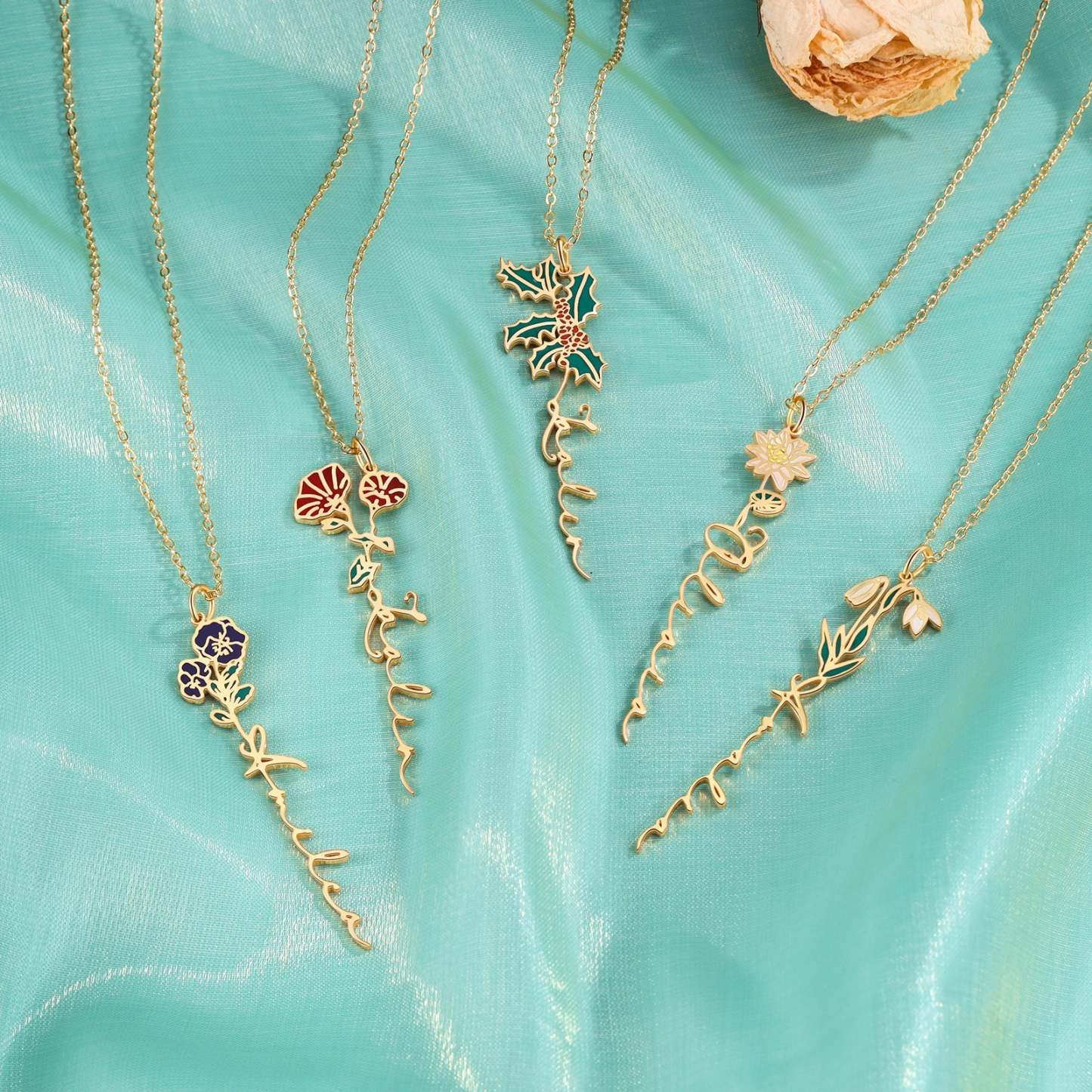 Mother's Day Gift Morning Glory Name Necklace Custom September Birth Flower Necklace for Her-Engravingift