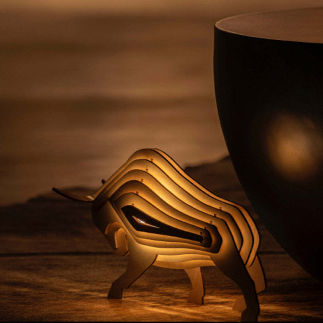 Christmas Gift 3D Wooden Animal Statue Decor Fantasy Lamp-Engravingift