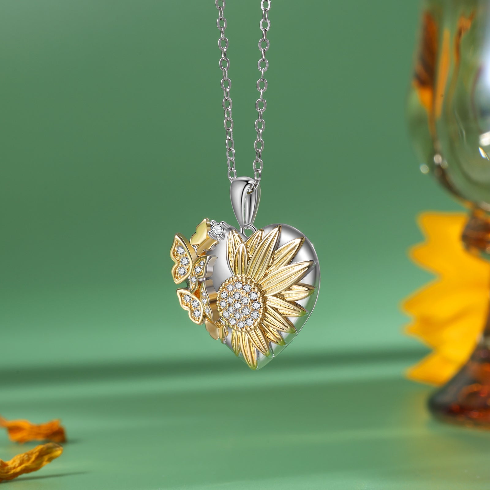 Mother's Day Gift For My Daughter - I am incomplete without you Heart Butterfly Sunflower Necklace-Engravingift