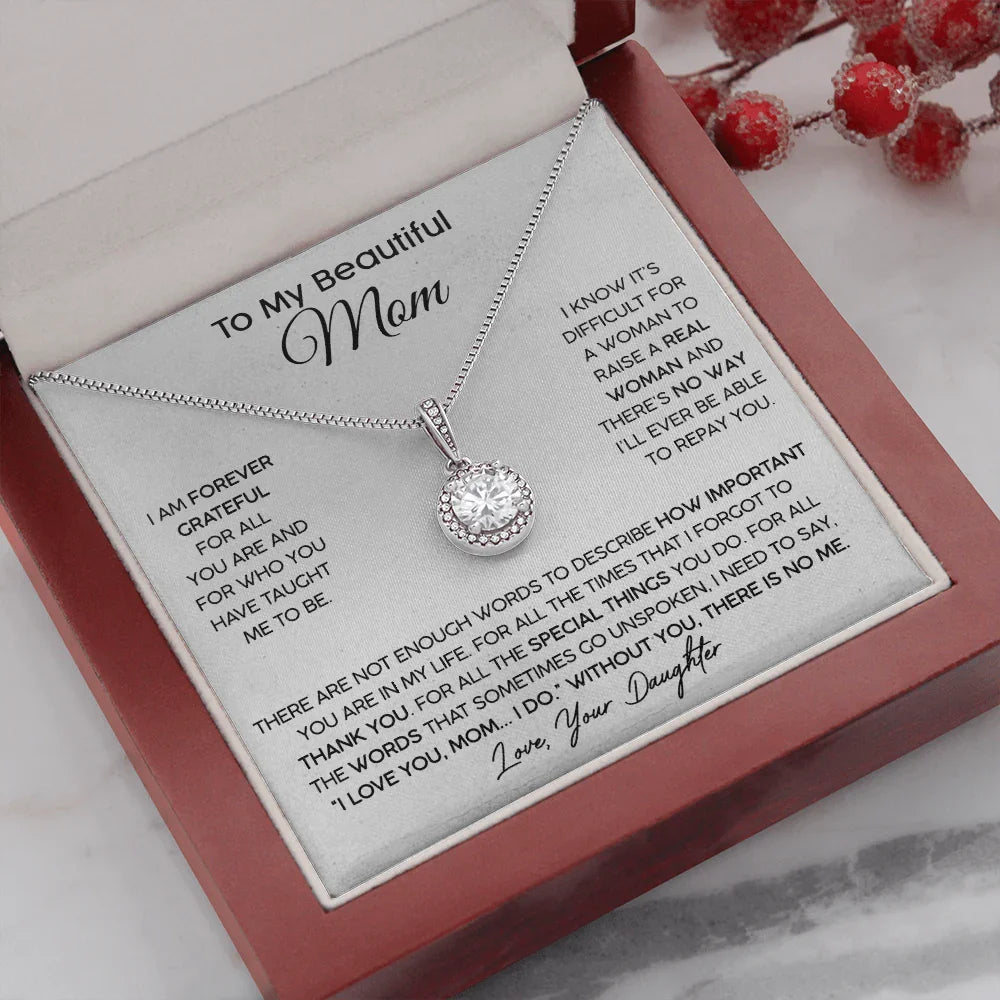 Mother's Day Gift To My Beautiful Mom S925 Sterling Silver Necklace "FOR ALL THE TIMES THAT I FORGOT TO THANK YOU"-Engravingift