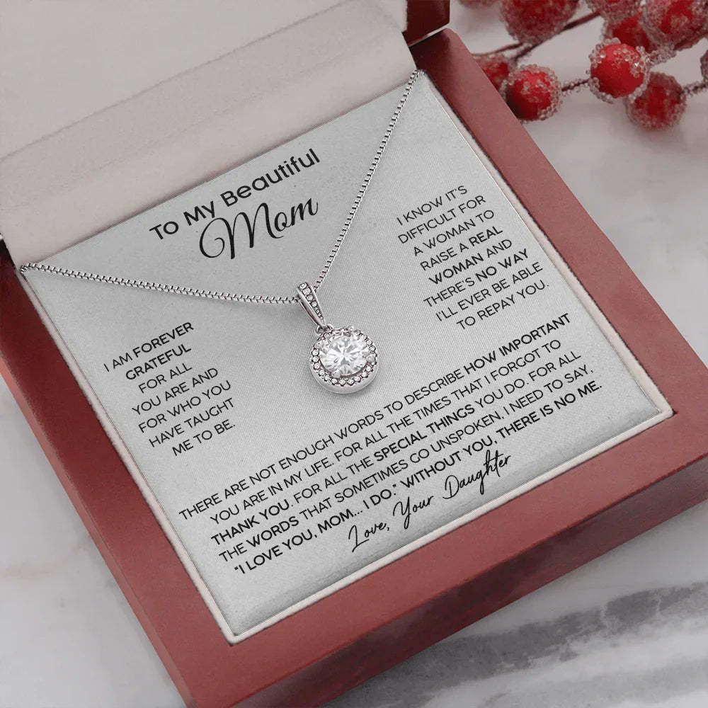 Mother's Day Gift To My Beautiful Mom S925 Sterling Silver Necklace "FOR ALL THE TIMES THAT I FORGOT TO THANK YOU"-Engravingift