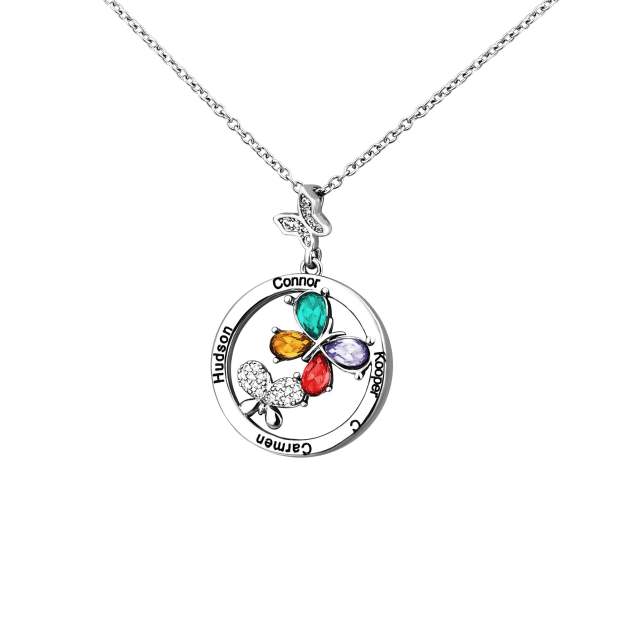 Mother's Day Gift Custom Diamond Butterfly Pendant Necklace-Engravingift