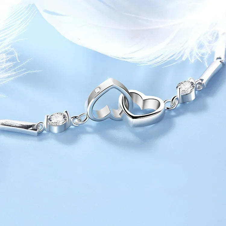 Christmas Gift To My Daughter Mother and Daughter Forever Linked Together Double Heart Bracelet