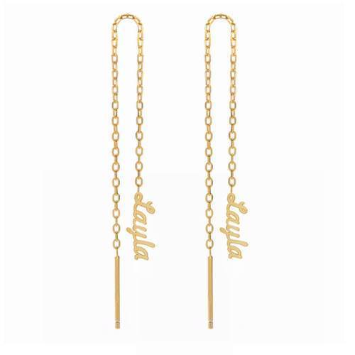 Mother's Day Gift Personalized Name Drop Earrings for Her-Engravingift