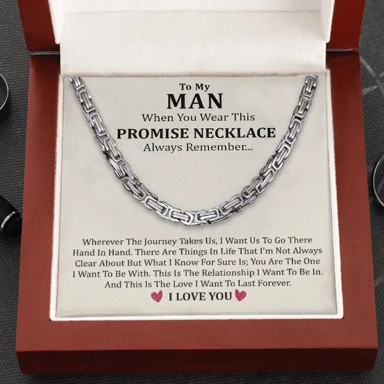 Christmas Gift To My Man I LOVE YOU Cuban Link Necklace Stainless Steel Necklace Father's Gift for Husband Boyfriend-Engravingift