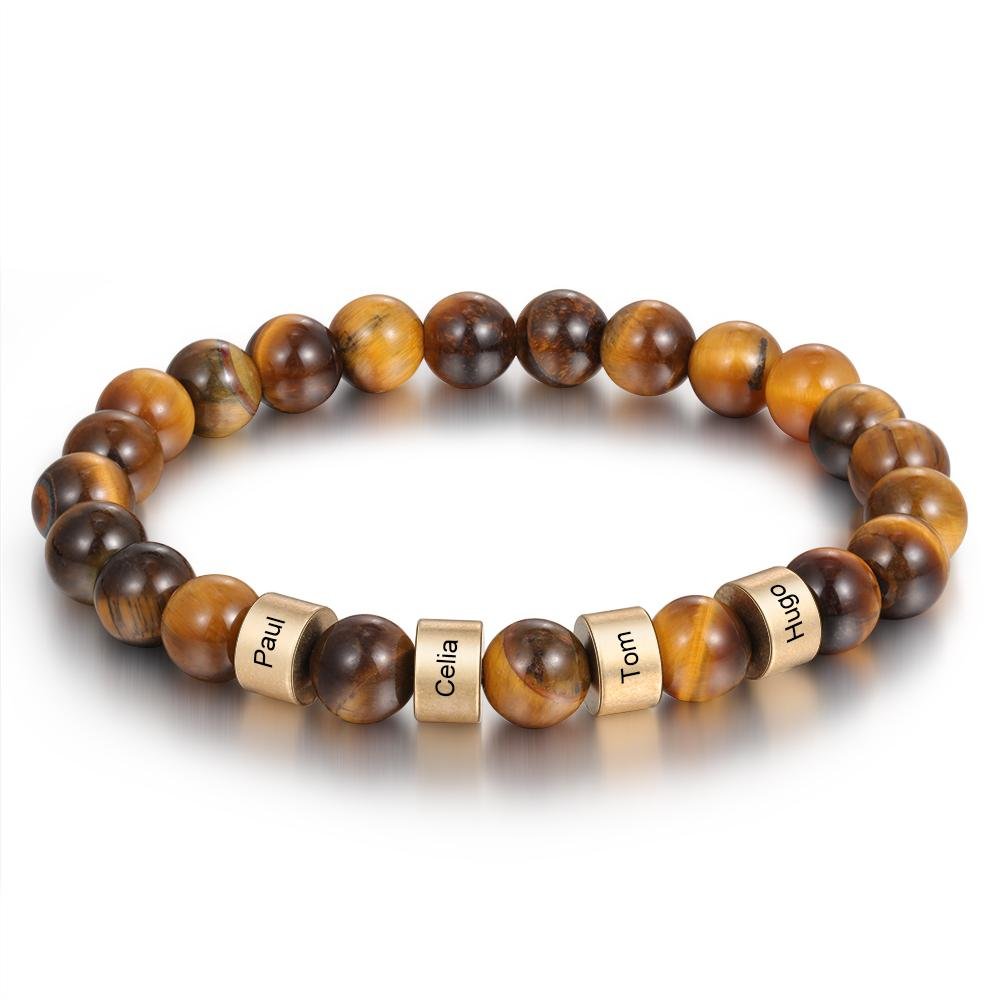 Christmas Gift Tiger Eye Men Bracelet Personalized Beaded Warp Bracelet Gift For Him