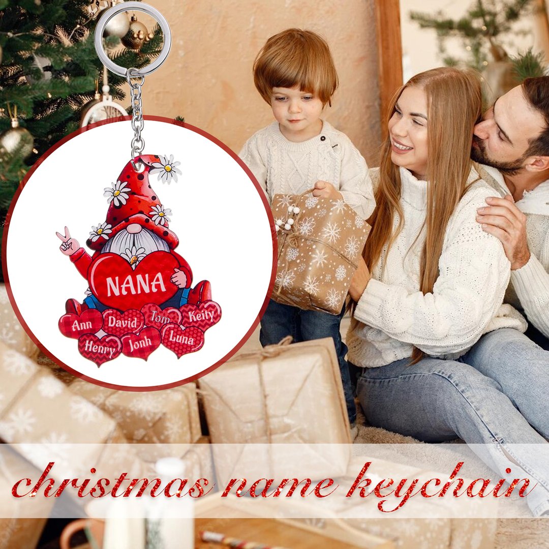Christmas Gift Cartoon Personalized Family Names Keychain-Engravingift