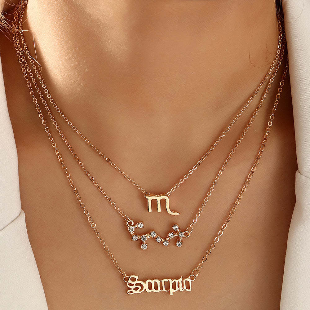 Mother's Day Gift Bohemia Layered Zodiac Necklace Summer Beach Party Jewelry for Women Girls-Engravingift