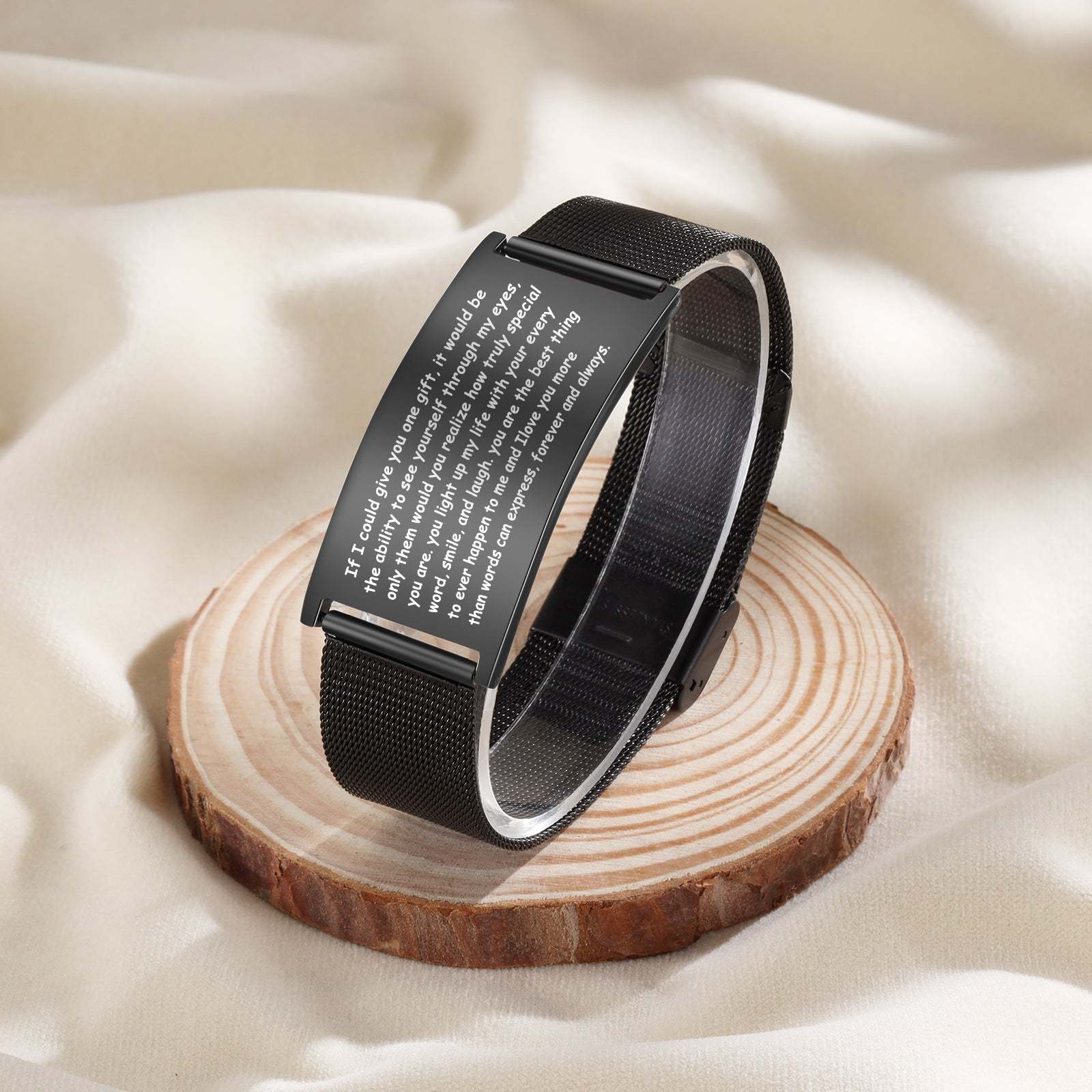 Christmas Gift Men ID Bar Bracelet Engraved Inspirational Message Bracelet for Him