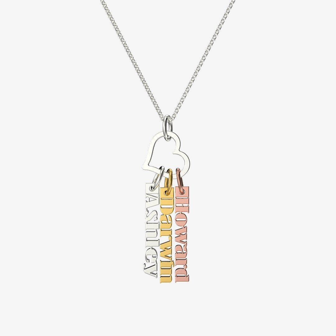 Christmas Gift Heart Rings Fashion Tag Bar Name Necklace