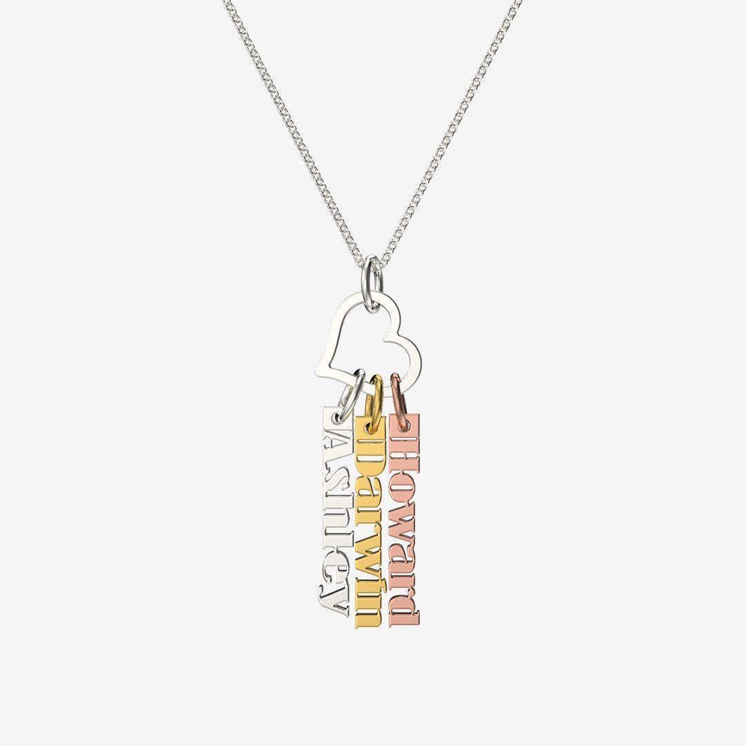 Christmas Gift Heart Rings Fashion Tag Bar Name Necklace