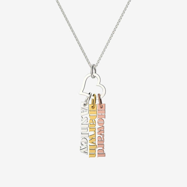 Christmas Gift Heart Rings Fashion Tag Bar Name Necklace