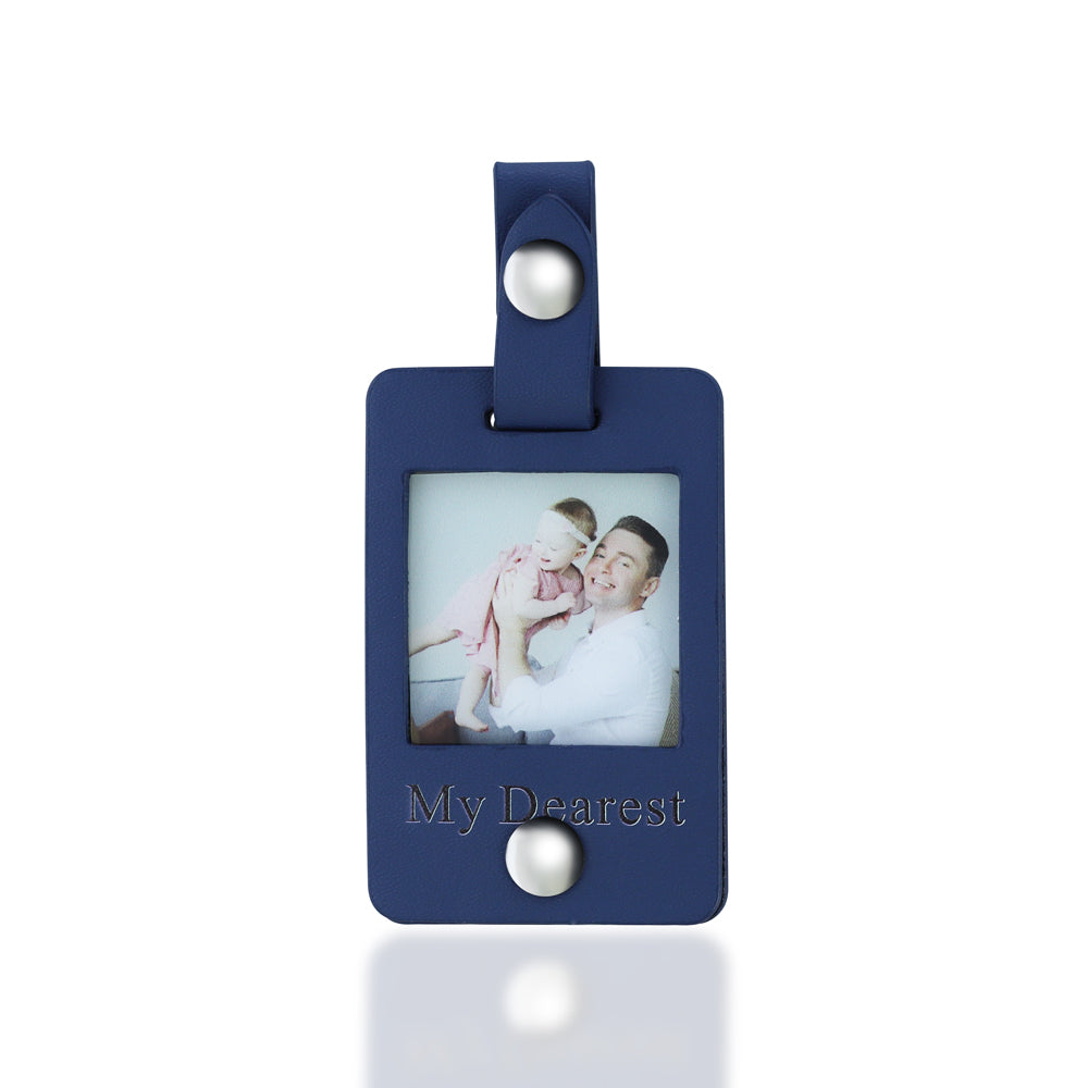 Father's Day Gift Custom Photo Leather Keychain-Engravingift