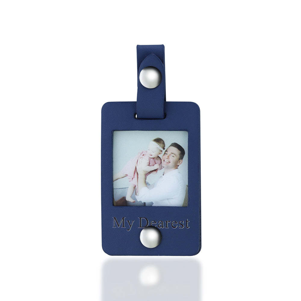 Father's Day Gift Custom Photo Leather Keychain-Engravingift
