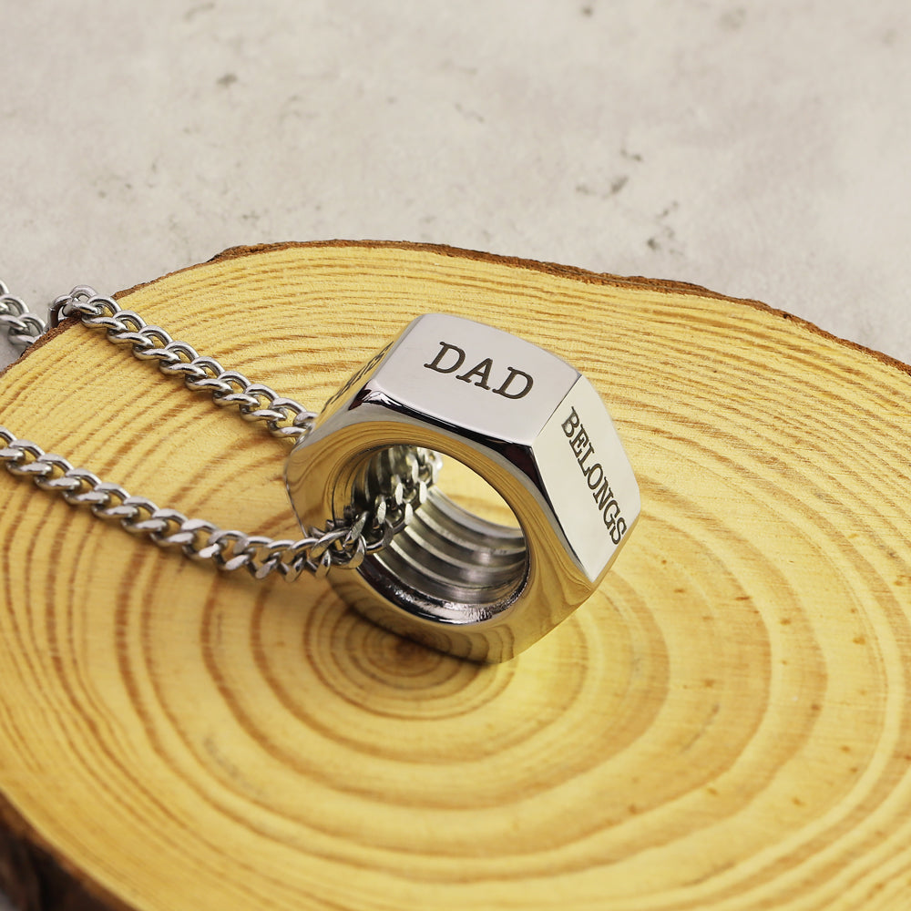 Father's Day Gift Personalized Screw cap Bead Pendant Necklace-Engravingift