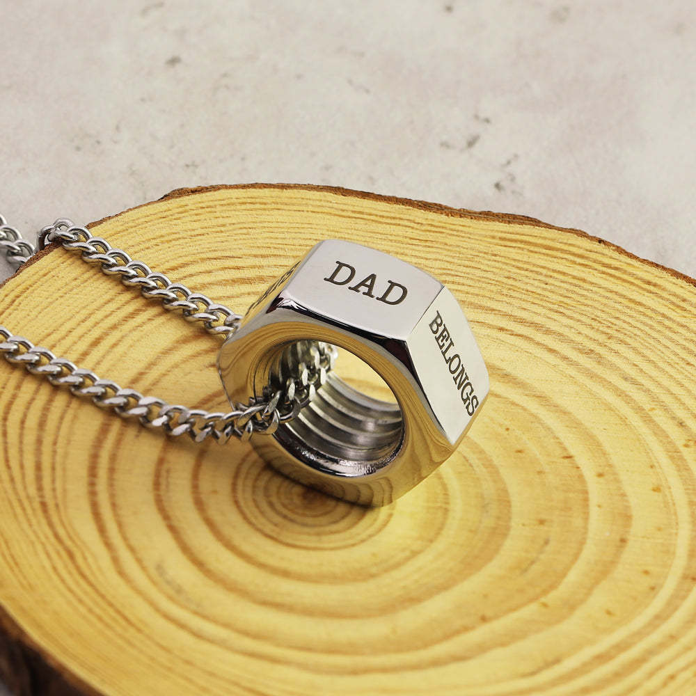 Father's Day Gift Personalized Screw cap Bead Pendant Necklace-Engravingift