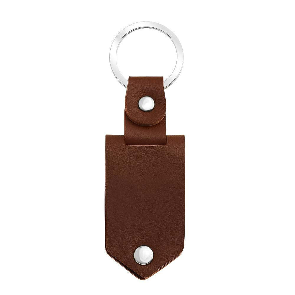 Father's Day Gift Custom Photo cowhide Leather Keychain-Engravingift