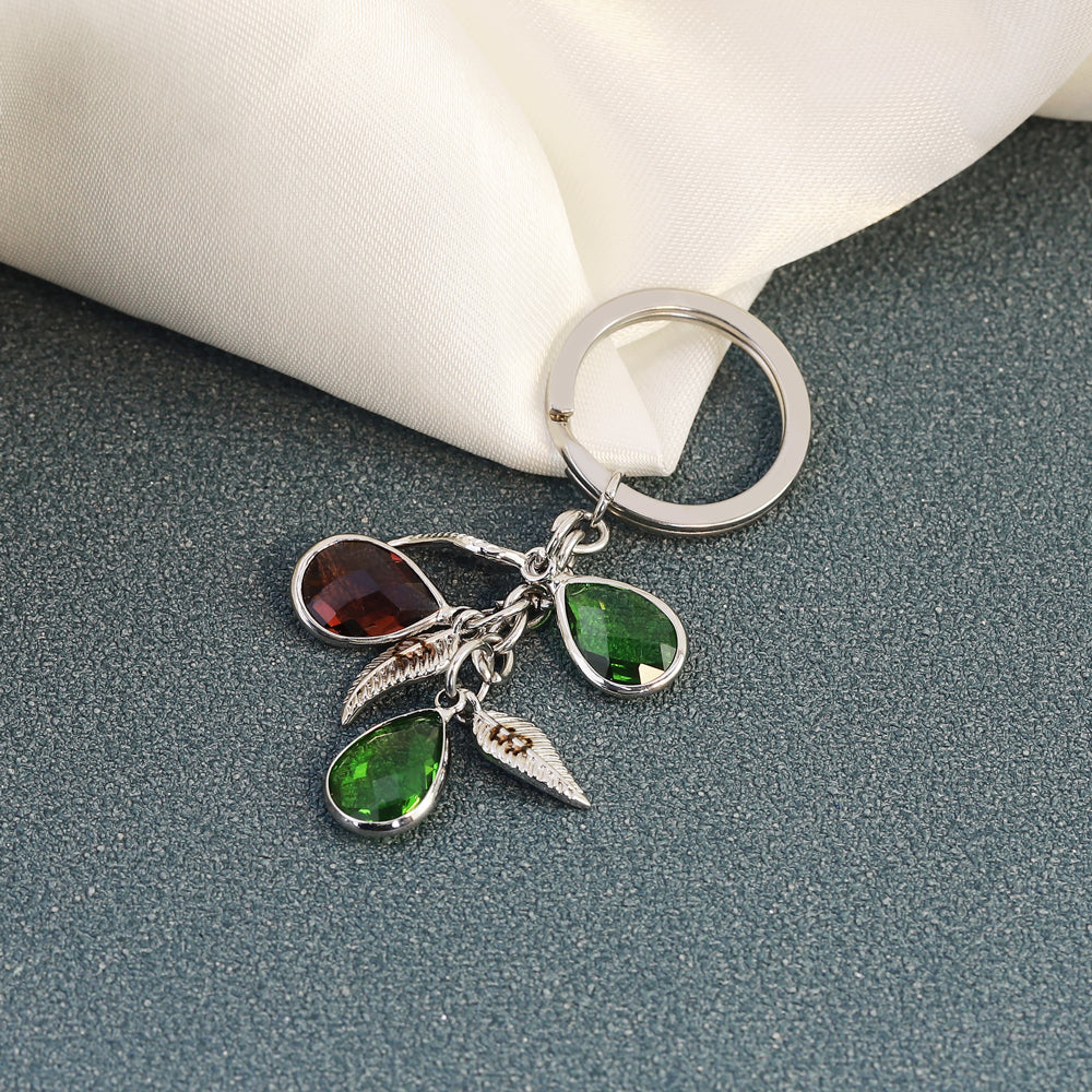 Mother's Day Gift Personalized custom leaf crystal keychain-Engravingift