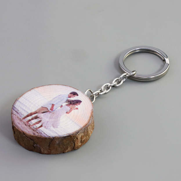 Mother's Day Gift Round log color printing keychain-Engravingift