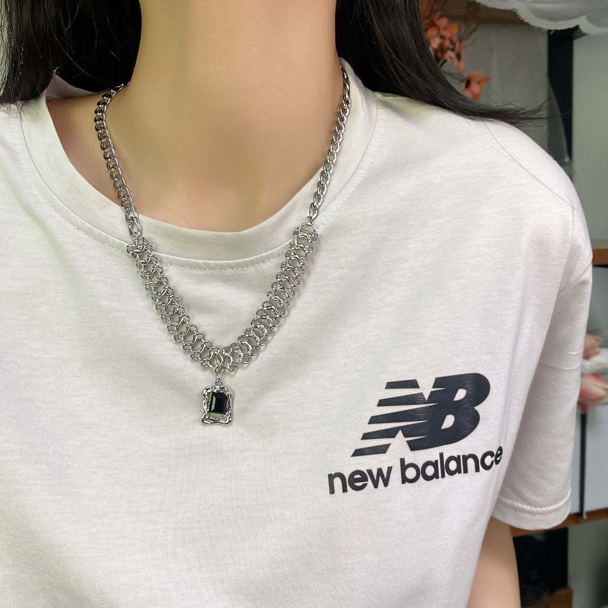 Mother's Day Gift Black Gem Necklace-Engravingift