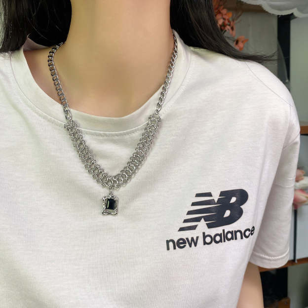 Mother's Day Gift Black Gem Necklace-Engravingift