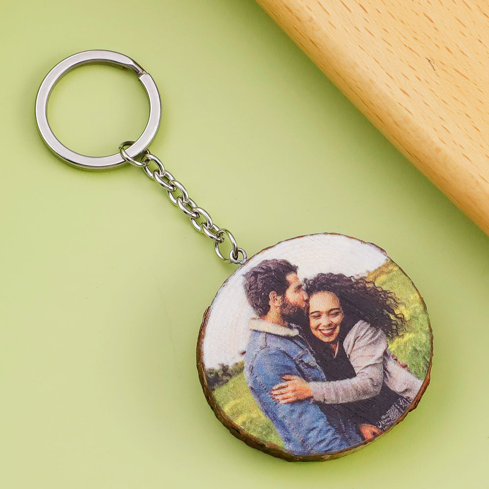 Mother's Day Gift Round log color printing keychain-Engravingift