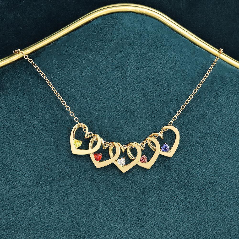 Christmas Gift Heart-shaped pendant and custom birthstone necklace