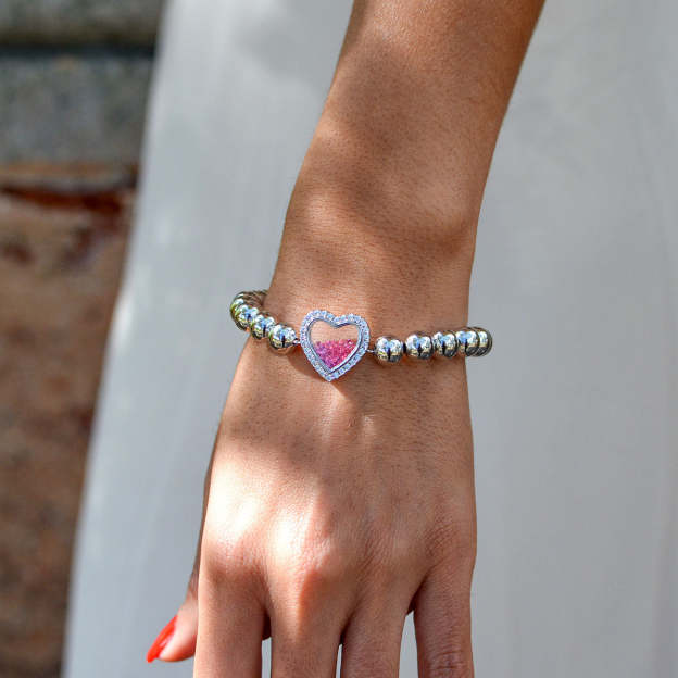 Mother's Day Gift Shimmering Heart Crystal Shaker Bracelet and Necklace Set-Engravingift