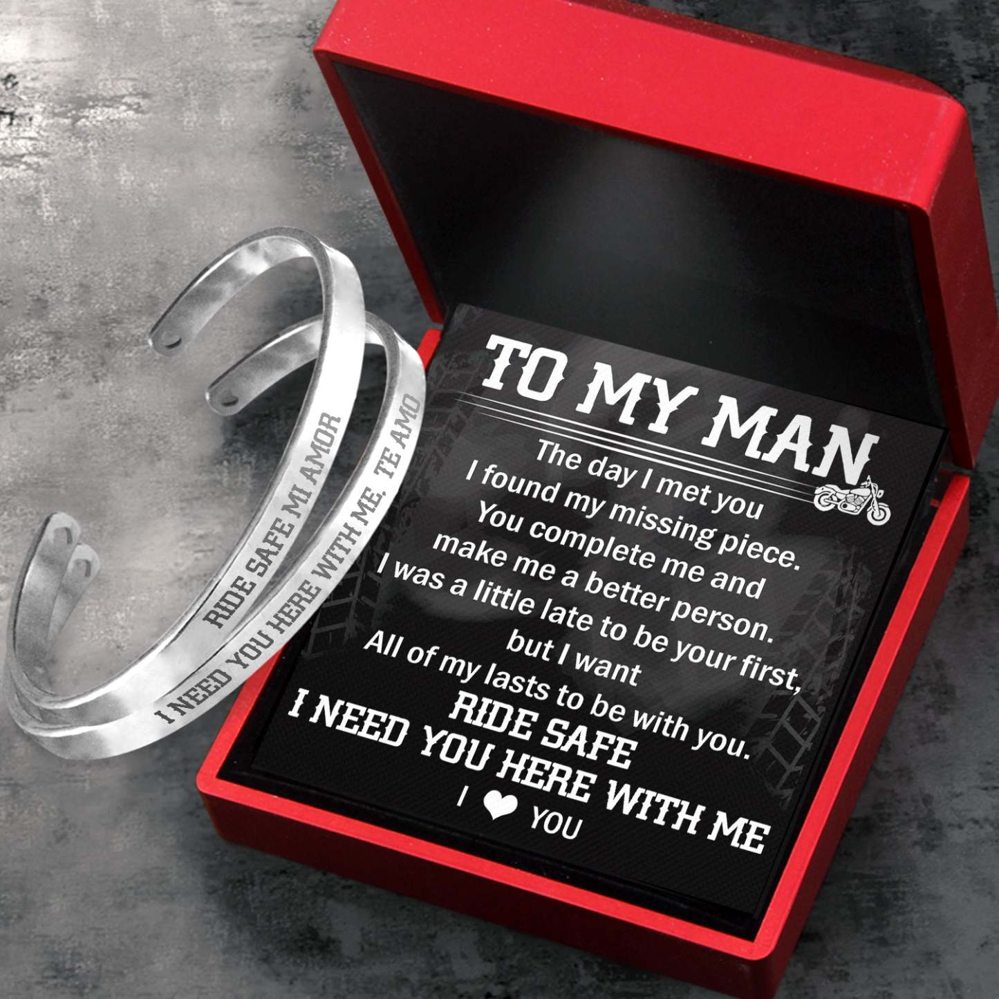 Mother's Day Gift Biker Bracelets - Biker - To My Man - I Need You Here With Me-Engravingift