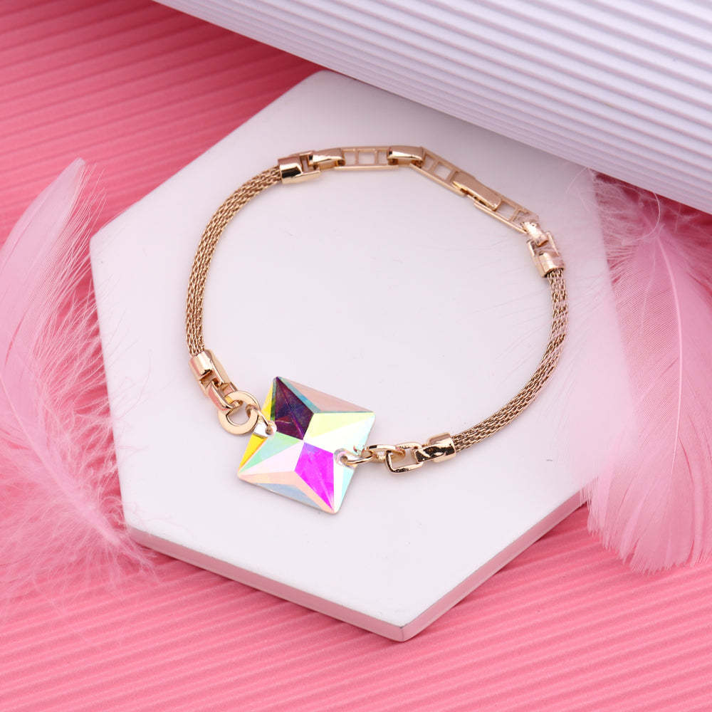 Mother's Day Gift Rainbow Stone Adjustable Bracelet-Engravingift