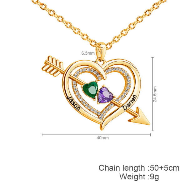 Mother's Day Day Gift Forever Love Birthstone & Diamond Heart Pendant Necklace-Engravingift