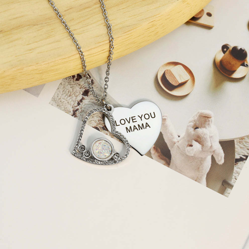 Mother's Day Gift "I Love You MAMA" Diamond Heart Necklace-Engravingift
